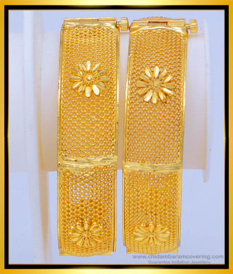 BNG483 - 2.10 Size Beautiful Bridal Gold Look Designer Screw Bangle Design for Wedding 