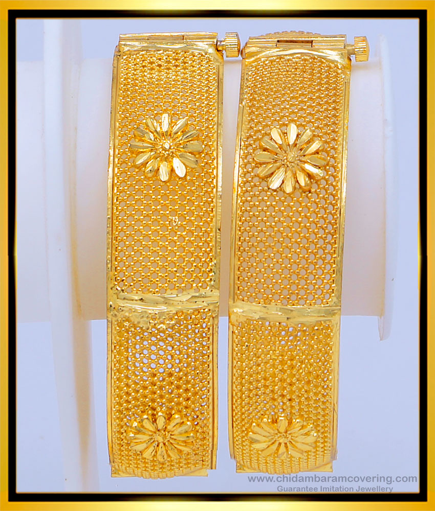 BNG483 - 2.8 Size Beautiful Bridal Gold Look Designer Screw Bangle Design for Wedding 