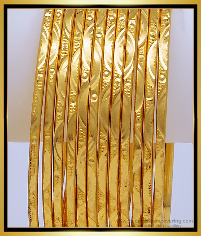 BNG484 - 2.8 Size Latest Light Weight Dilly Wear 12 Pieces Thin 12 Bangles Set Online