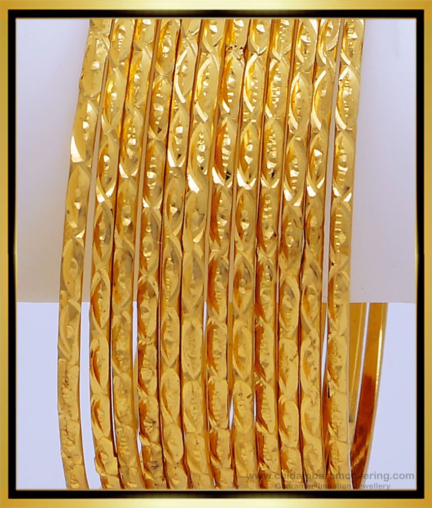BNG485 - 2.8 Size South Indian Imitation Jewellery 12 Pieces Thin Bangles Set for Wedding 