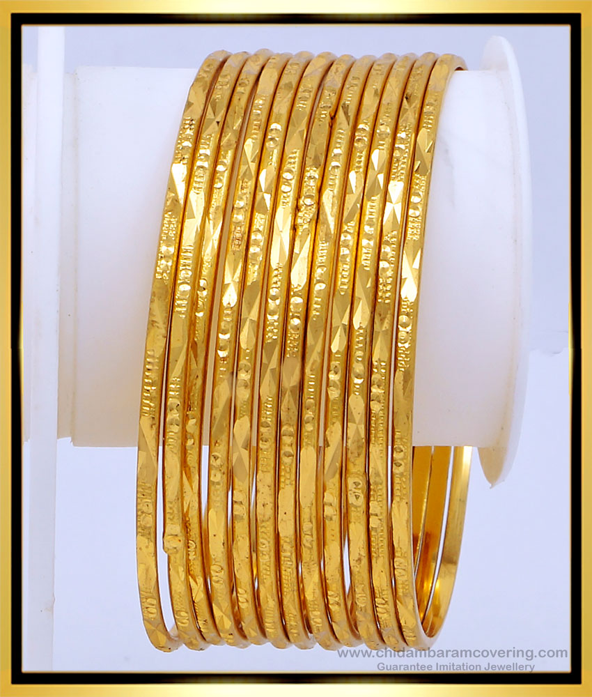BNG487 - 2.8 Size Gold Bangles Design Thin Set Of 12 Bangles Set Buy Indian Artificial Bangles 