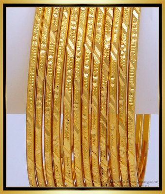 BNG489 - 2.6 Size South Indian Thin Bangles 12 Pcs Set Imitation Bangles for Daily Use 