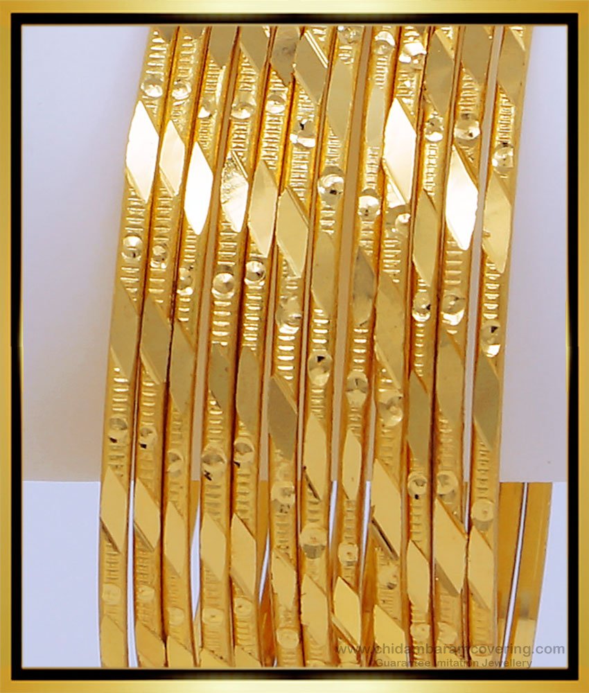 BNG492 - 2.4 Size New Shiny Gold Look Bridal Wear 12 Pcs Indian Wedding Bangles Online 