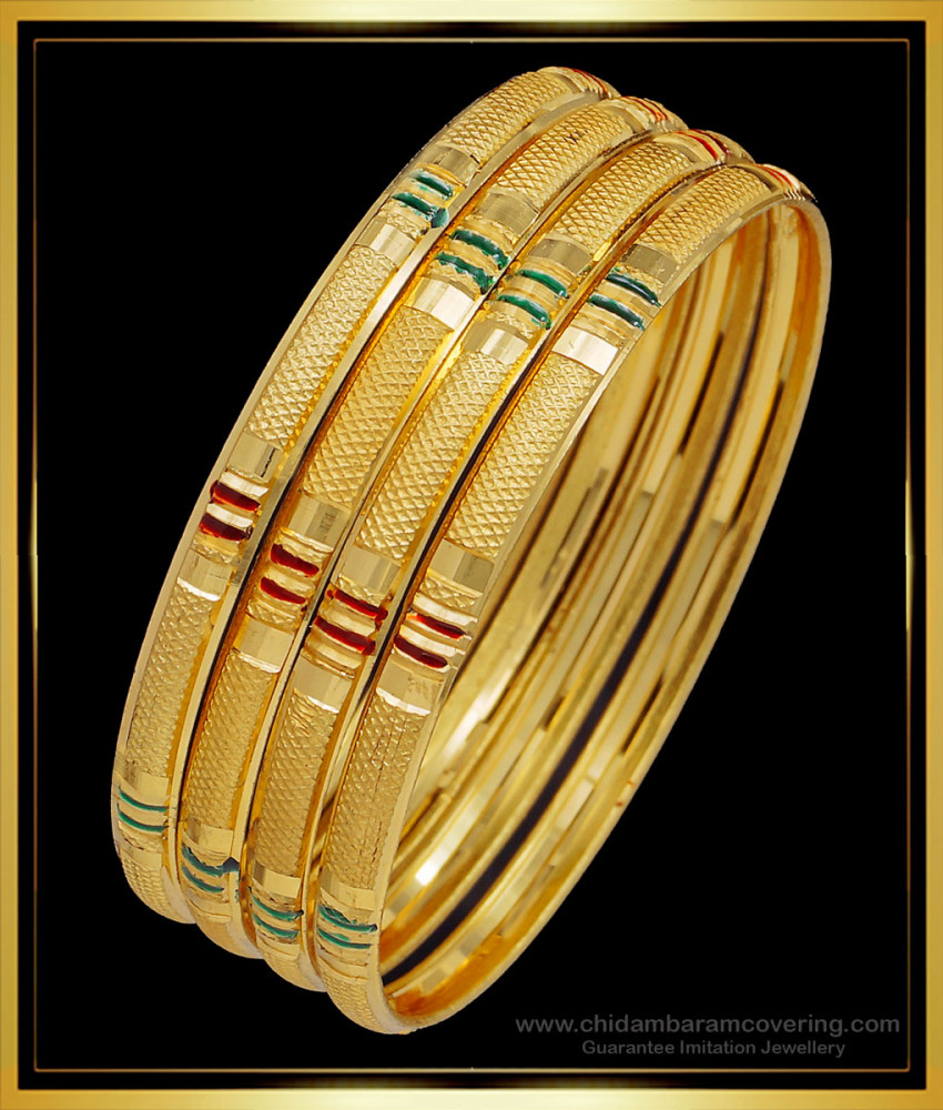 BNG493 - 2.8 Size Buy Light Weight Daily Wear Enamel Bangles Set for Women