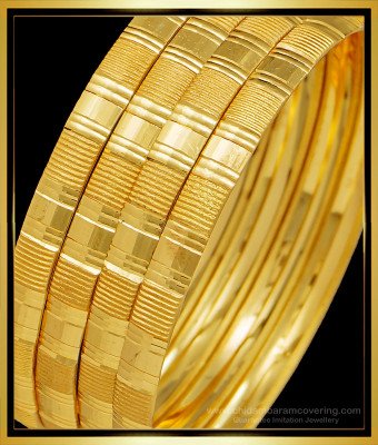 BNG494 - 2.8 Size Traditional Gold Bangle Designs Bridal Wear 4 Bangles Set Best Price Buy Online