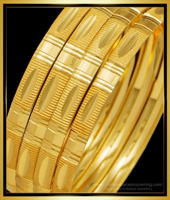 BNG495 - 2.8 Size New Model Gold Bangle Designs 4 Bangles Set for Daily Use