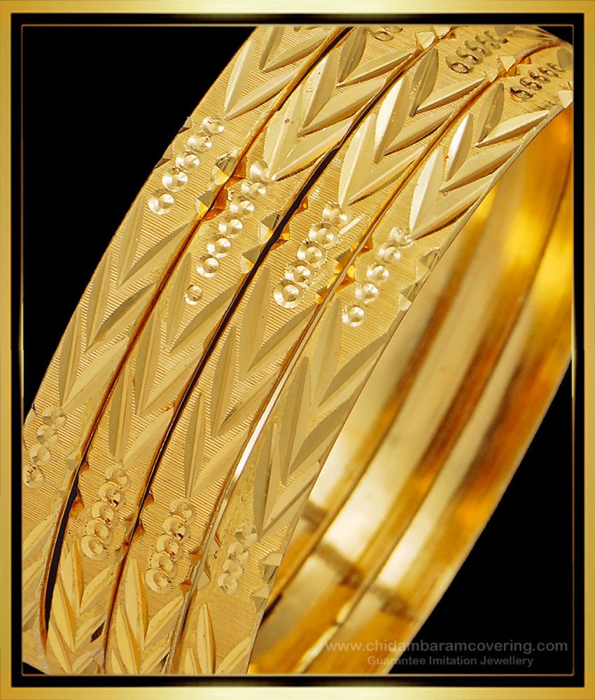 BNG503 - 2.6 Size South Indian Gold Pattern Bangles Design Imitation Jewellery Online