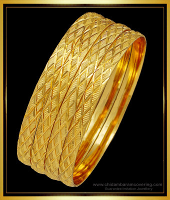 BNG505 - 2.10 Size Latest Daily Wear Diamond Cut Bangles Design 4 Pieces Set for Women