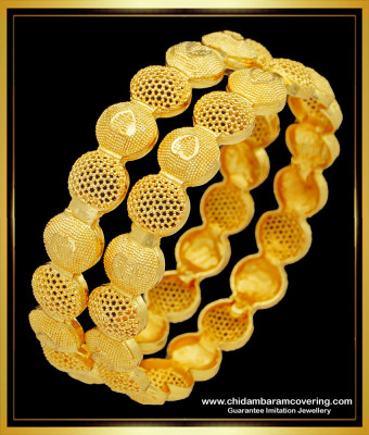 BNG509 - 2.4 Size Beautiful Party Wear Gold Pattern 1 Gram Gold Bangles Set Best Price Buy Online