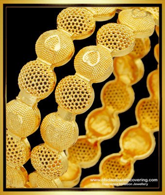 BNG509 - 2.4 Size Beautiful Party Wear Gold Pattern 1 Gram Gold Bangles Set Best Price Buy Online