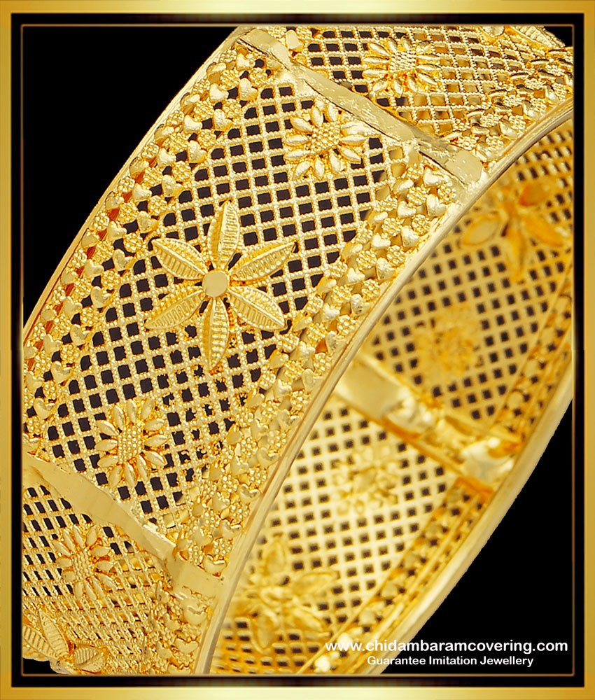 BNG514 - 2.4 Size Gold Bangle Design Single Kada Bangle One Gram Gold Jewellery Online 