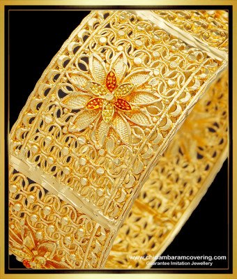 BNG516 -2.6 Size Elegant Flower Design Broad Bangle One Gram Gold Kada Bangle for Women 