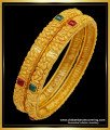 BNG517 -2.6 Size Temple Jewellery Red and Green Stone Bangles Design for Women