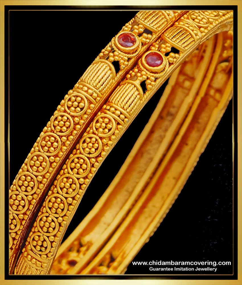 BNG519 -2.8 Size Premium Quality Traditional Temple Jewellery Bangles Set Online
