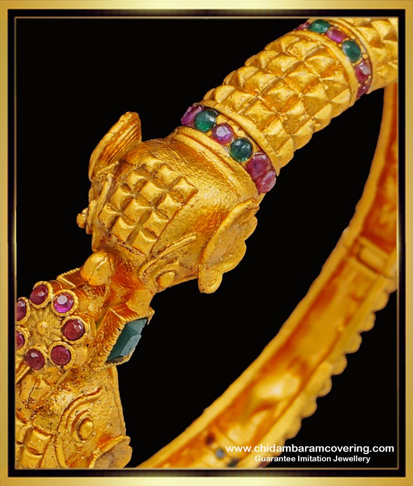 BNG520 -2.8 Size Premium Quality Temple Jewellery Elephant Screw Type Open Kada Bangle