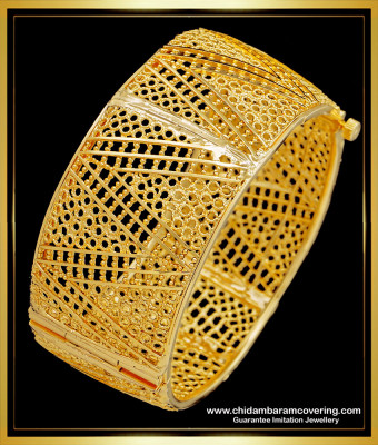 BNG523 -2.6 Size Latest Gold Kada Bangle Design Screw Type Single Broad Bangle for Wedding  