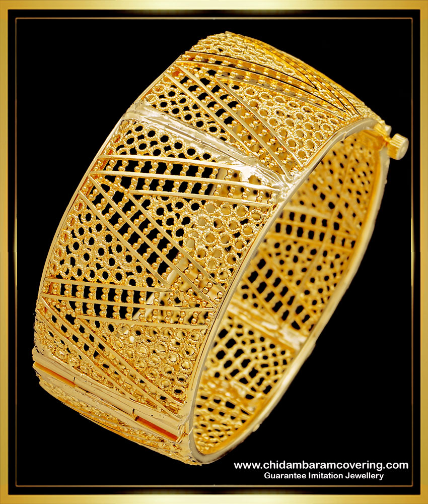 BNG523 -2.8 Size Latest Gold Kada Bangle Design Screw Type Single Broad Bangle for Wedding  