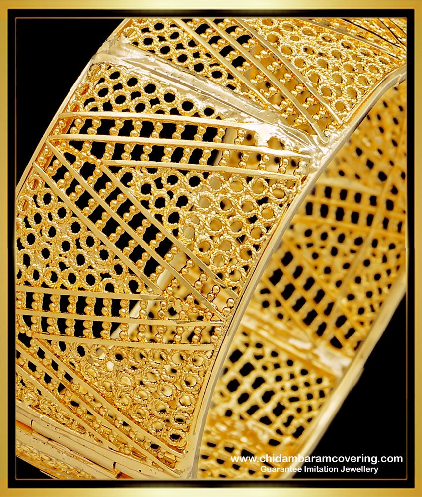 BNG523 -2.8 Size Latest Gold Kada Bangle Design Screw Type Single Broad Bangle for Wedding  