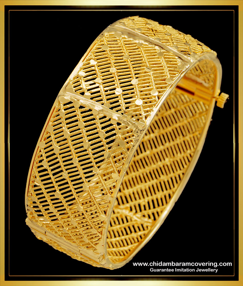 BNG524 -2.8 Size One Gram Gold Jewellery Screw Type Single Broad Kada Bangle Online