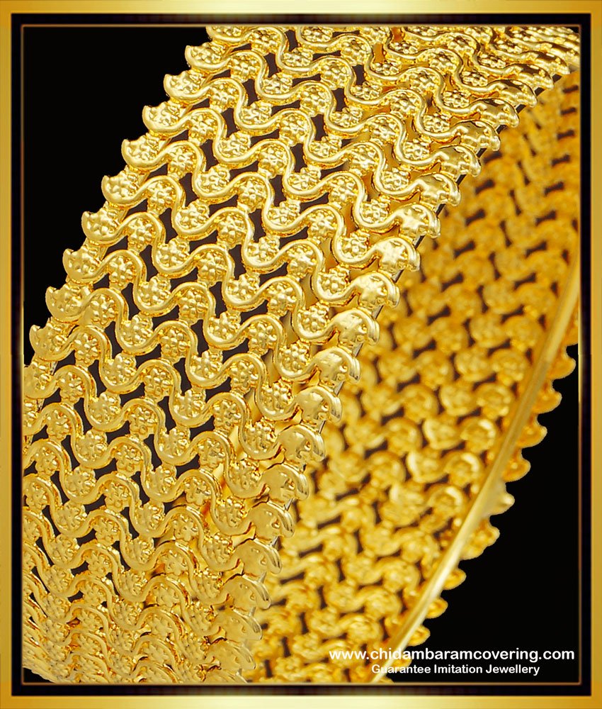 BNG525 -2.6 Size Real Gold Look Bridal Wear Kada Bangle Gold Plated Jewellery Online