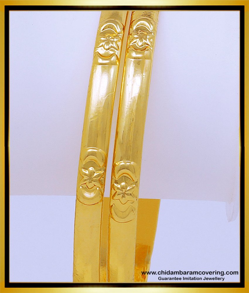 BNG529 - 2.6 Size Daily Use Impon Bangles Plain Gold Design 1 Gram Gold Impon Bangles 