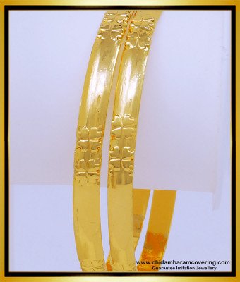 BNG534 - 2.6 Size Beautiful Flower Design One Gram Gold Original Impon Bangles