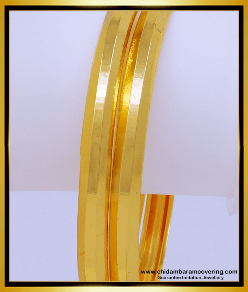 BNG537 - 2.6 Size Impon Bangles Gold Design Plain Kambi Valiyal for Women 