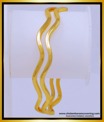 BNG538 - 2.6 Size Impon Bangles Daily Use Thin Curved Gold Design Plain Kambi Bangles Online