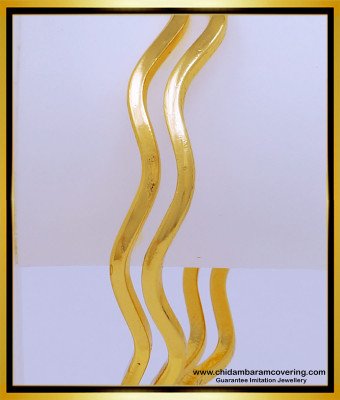 BNG538 - 2.6 Size Impon Bangles Daily Use Thin Curved Gold Design Plain Kambi Bangles Online