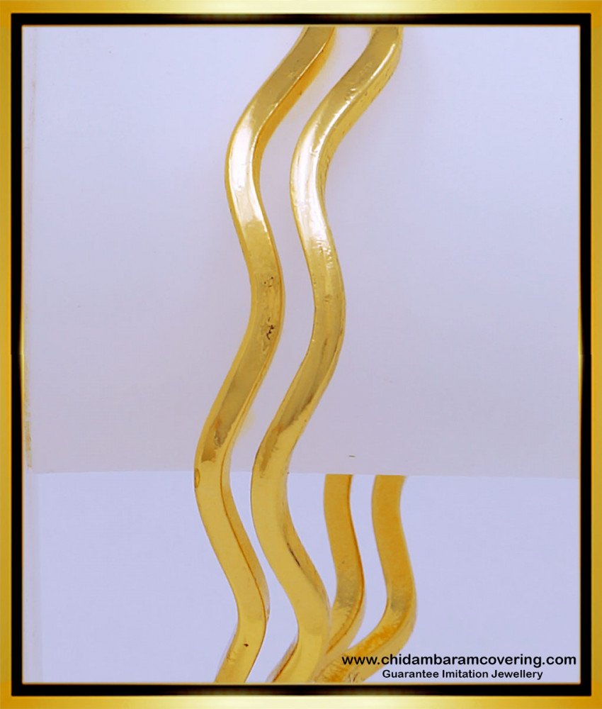 BNG538 - 2.6 Size Impon Bangles Daily Use Thin Curved Gold Design Plain Kambi Bangles Online