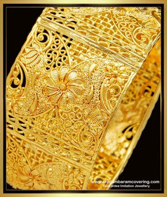 BNG543 -2.6 Size Grand Look Gold Bangles Design Gold Plated Single Kada Wedding Bangles