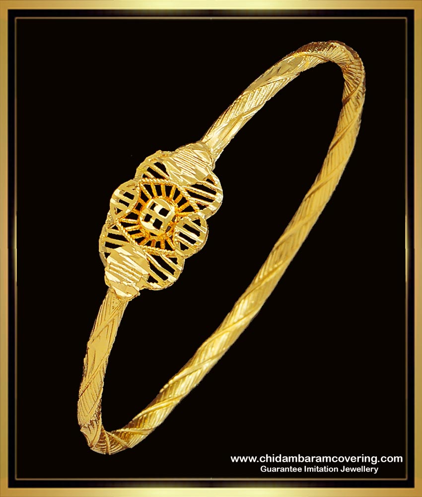BNG544 - 2.4 Size Latest Gold Bangles Design Gold Plated Daily Use Simple Single Kappu Bangle  
