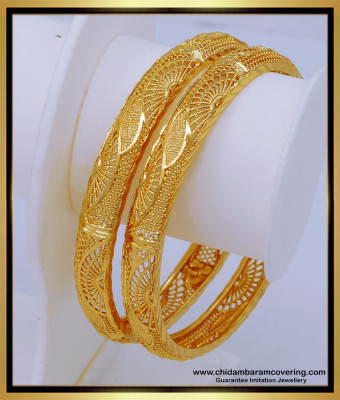 BNG546 - 2.4 Size One Gram Gold Bridal Wear Gold Bangles Design Buy Online