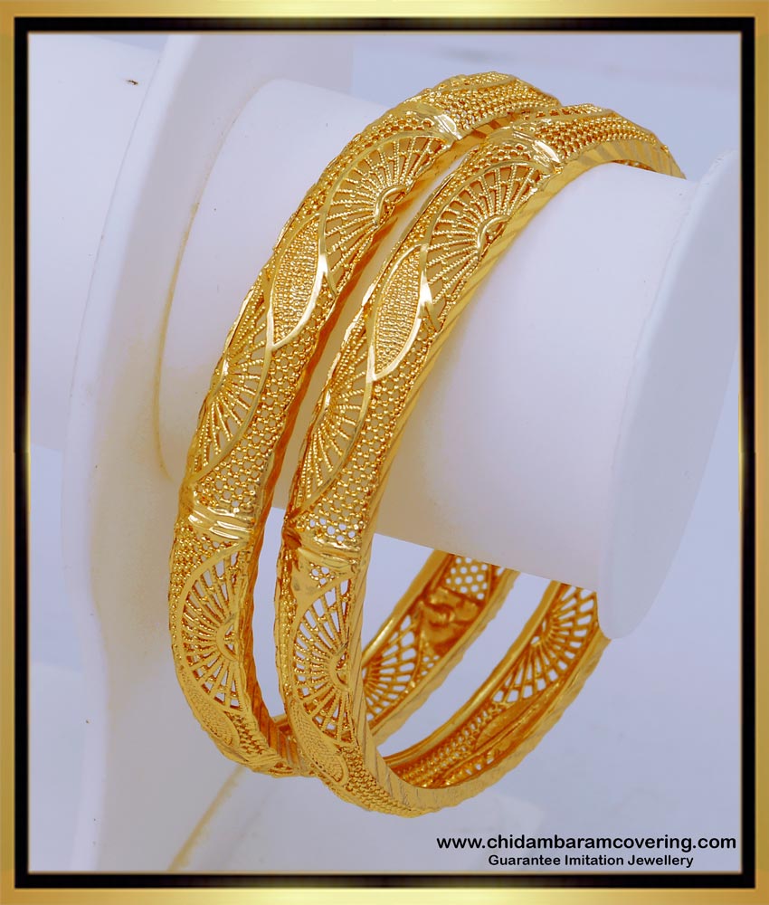 BNG546 - 2.8 Size One Gram Gold Bridal Wear Gold Bangles Design Buy Online