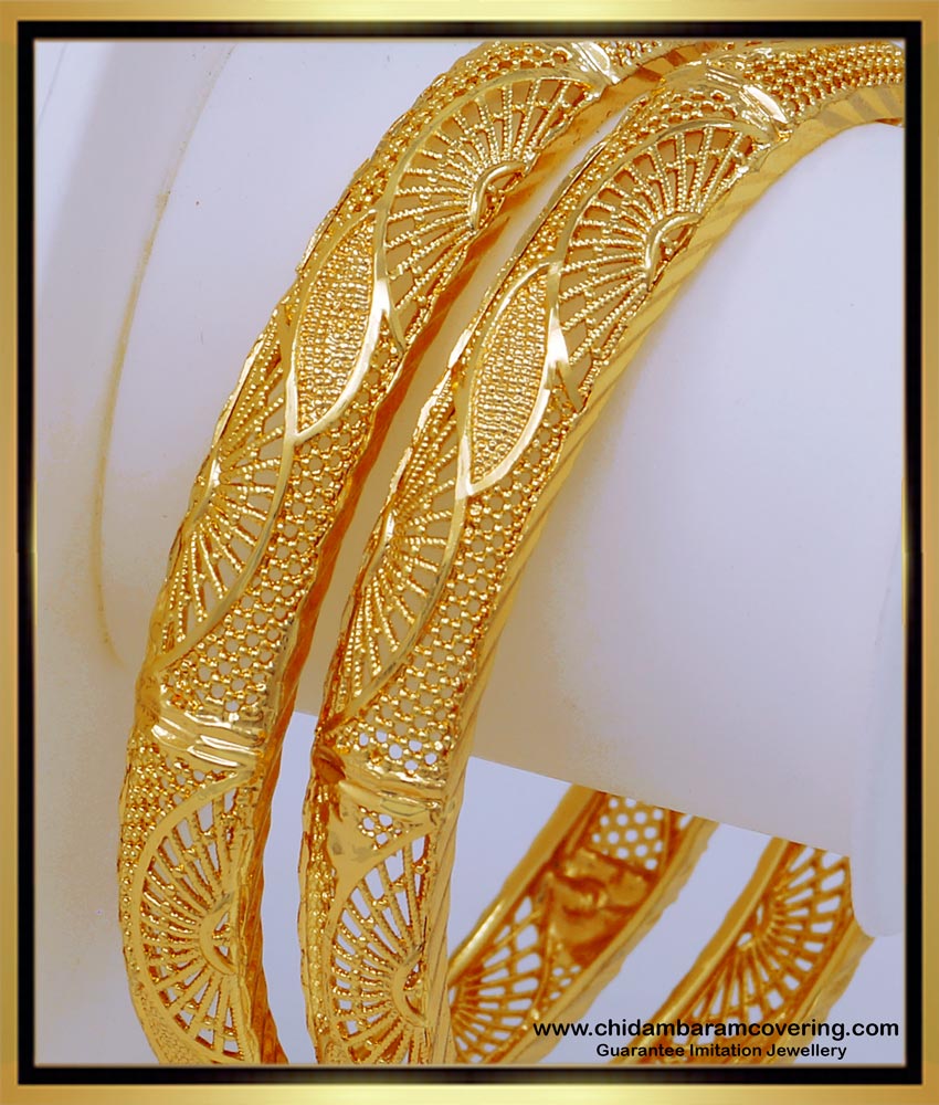 BNG546 - 2.8 Size One Gram Gold Bridal Wear Gold Bangles Design Buy Online