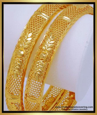 BNG549 - 2.4 Size New Model Net Pattern Flower Model 1 Gram Gold Bangles for Women