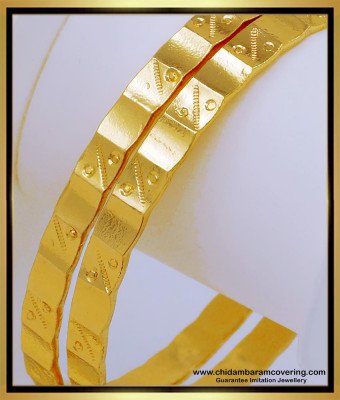 BNG553 - 2.10 South Indian Jewellery One Gram Gold Bangles for Daily Use 