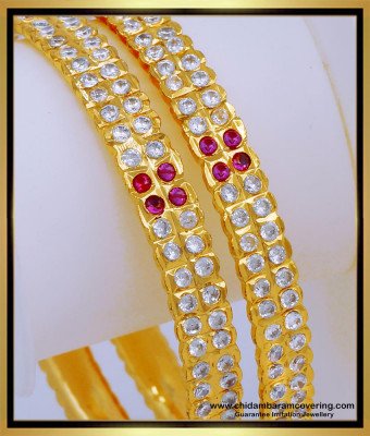BNG560 - 2.8 Size Bridal Wear Gold Stone Bangles Design Five Metal Impon Bangles for Ladies  