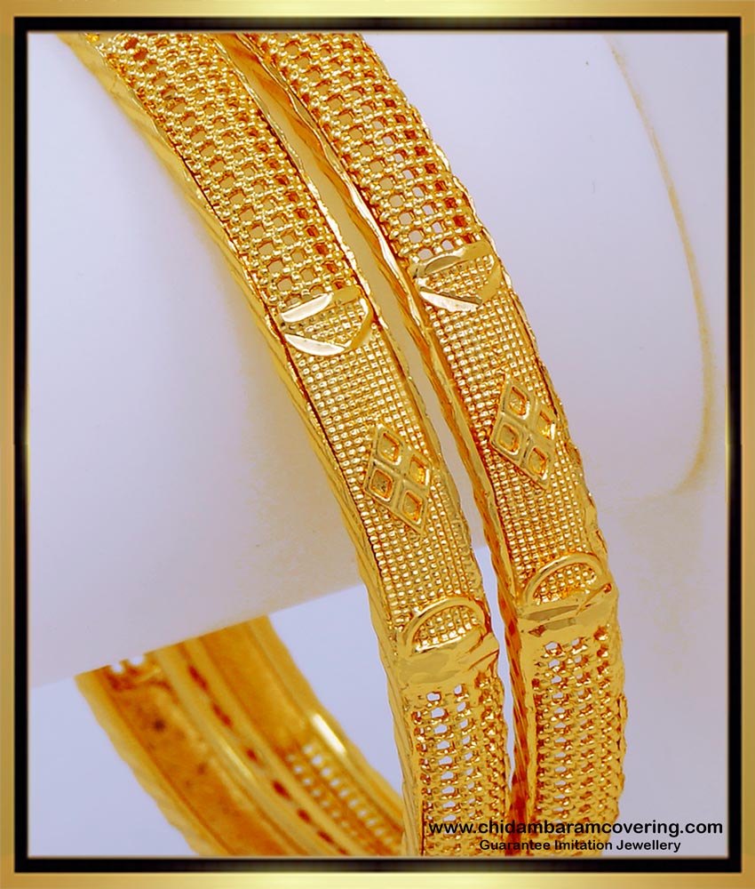 BNG563 - 2.4 Size Traditional South Indian Jewellery Light Weight 1 Gram Gold Bangles for Ladies 