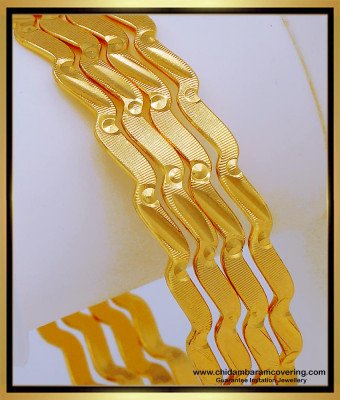 Bng571 - 2.4 Size New Model 1 Gram Gold Zig Zag Bangles Design Light Weight Daily Use Bangles Set