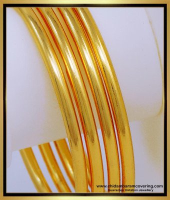BNG572 - 2.10 Size Real Gold Look Daily Use Plain Thick Bangles Design One Gram Gold Jewellery 