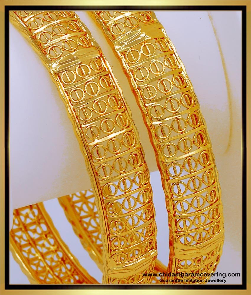 BNG585 - 2.4 Size Latest Bridal Wear Gold Bangles Design 1 Gram Gold Bangles Online
