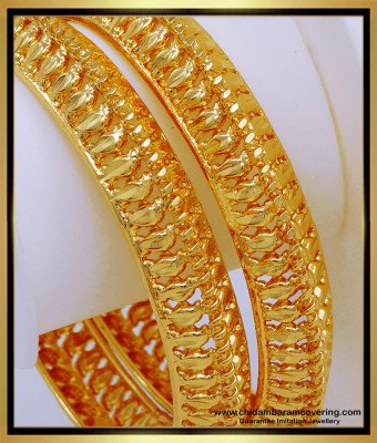 BNG586 - 2.10 Size Excellent Quality Traditional Gold Bangles Design Wedding Bangles Collection Online