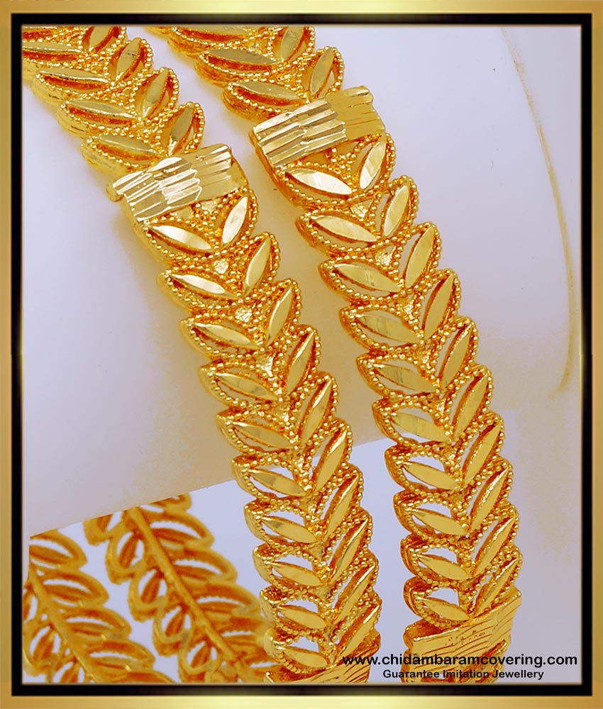 BNG587 - 2.4 Size Latest Leaf Design Bangles for Women South Indian Jewellery Online 
