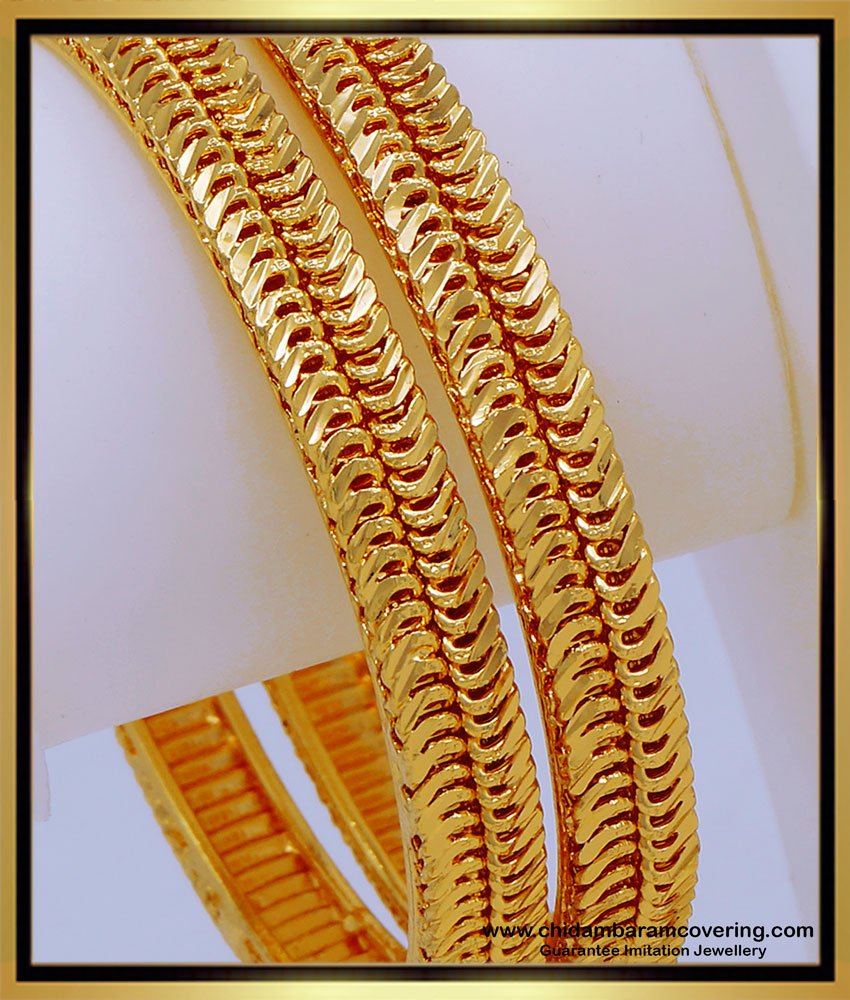 BNG591 - 2.6 Size South Indian Jewellery Gold Plated New Model Strong Bangles Design Online