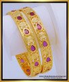 BNG596 - 2.6 Size South Indian Jewelry One Gram Gold Ruby Bangles Design for Women 