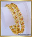 BNG603 - 2.4 Size Latest Gold Plated Broad Ruby Stone Heart Design Wedding Bangles Designs