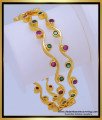BNG605 - 2.4 Size Unique One Gram Gold Ruby Emerald Stone Thin Curvy Bangles for Girls