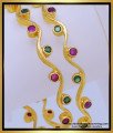BNG605 - 2.4 Size Unique One Gram Gold Ruby Emerald Stone Thin Curvy Bangles for Girls