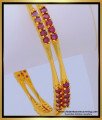 BNG606 - 2.6 Size Simple Light Weight Ruby Stone Gold Covering Party Wear Bangles Online